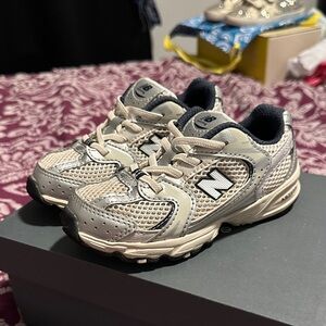 New Balance Kids' Cream and Black Sneakers